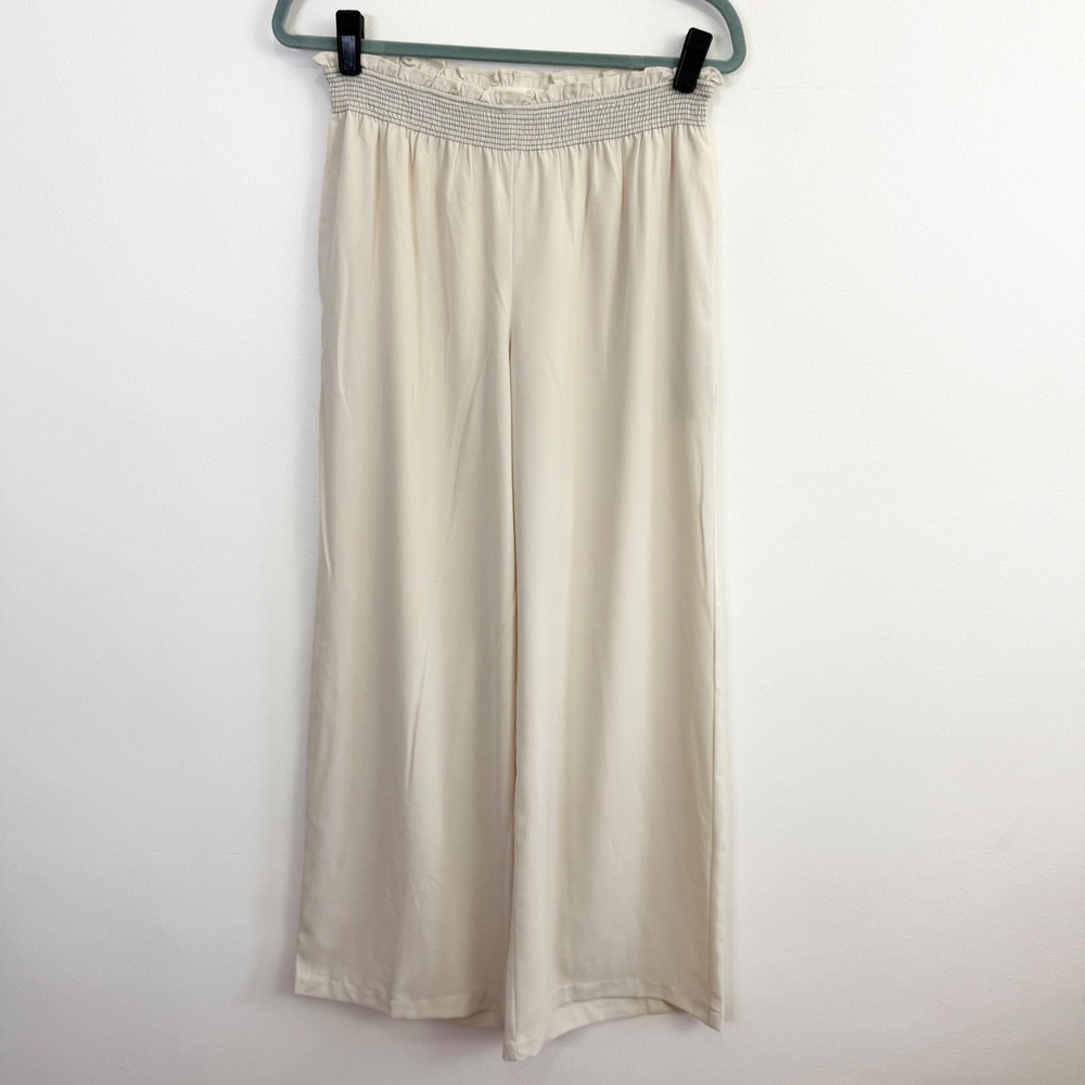 SOLAÍ The Label Cream Wide Leg Pull On Pants Size Medium